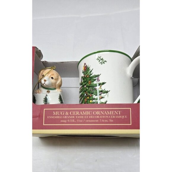 Spode Coffee Mug & Puppy Ornament Christmas Ceramic Tree Boot Set of 2 - Picture 7 of 9